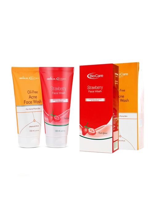 gemblue biocare oil free acne face wash, 150ml+gemblue biocare strwaberry face wash, 150ml - 17198767 - Standard Image - 1