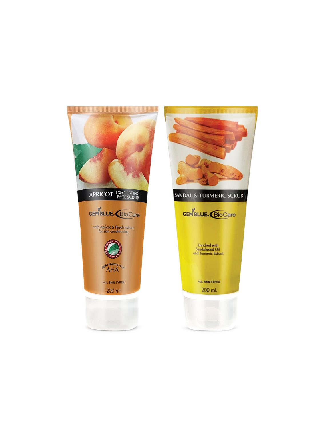 gemblue biocare apricot scrub, 200ml+gemblue biocare sandal&turmeric scrub, 200ml - 17198788 - Zoom Image - 1