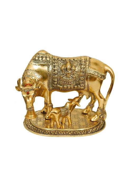 large gold cow and calf metal statue - 17198886 - Standard Image - 1