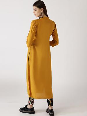 solid straight kurta - 17198895 - Standard Image - 3