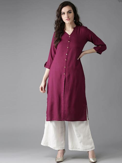 solid straight kurta - 17198897 - Standard Image - 1