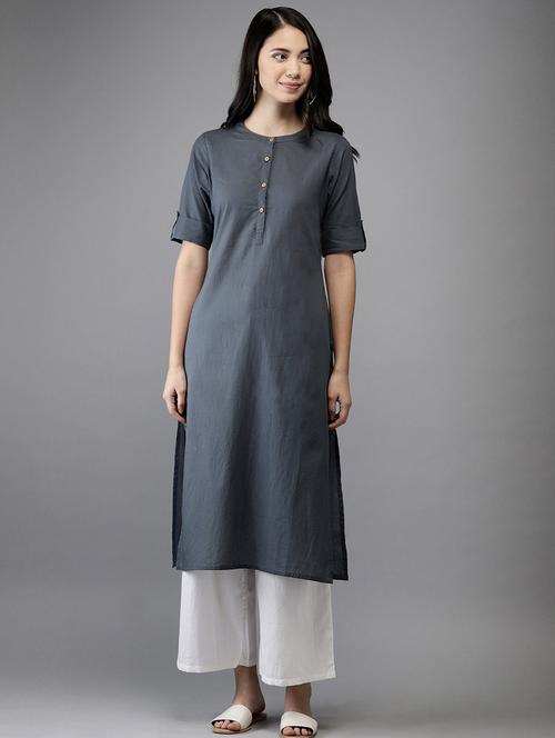 solid straight kurta - 17198899 - Standard Image - 1