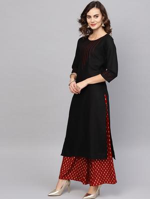 solid straight kurta - 17198906 - Standard Image - 2