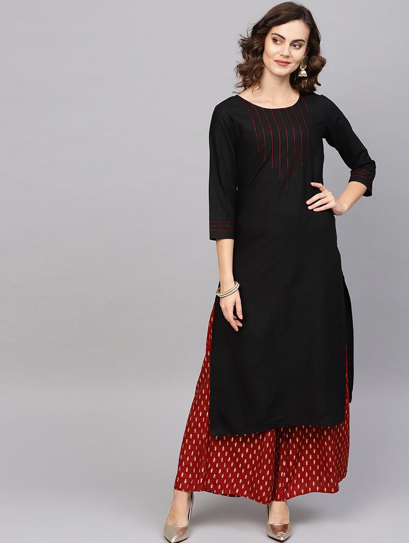 solid straight kurta - 17198906 - Zoom Image - 1