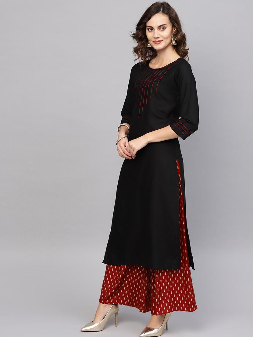 solid straight kurta - 17198906 - Zoom Image - 2