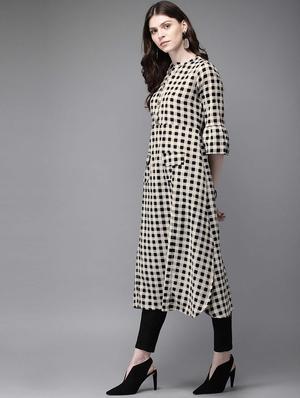 checkered a-line kurta - 17198907 - Standard Image - 2