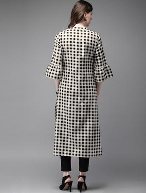 checkered a-line kurta - 17198907 - Standard Image - 3