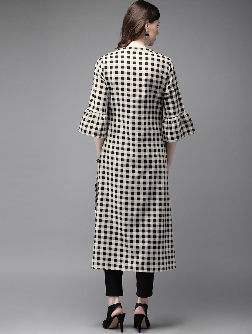 checkered a-line kurta - 17198907 - Zoom Image - 3