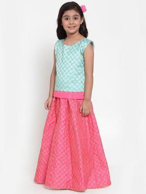 light blue silk blend lehnga choli - 17199497 - Standard Image - 2