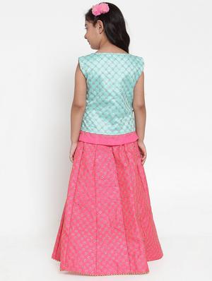 light blue silk blend lehnga choli - 17199497 - Standard Image - 3