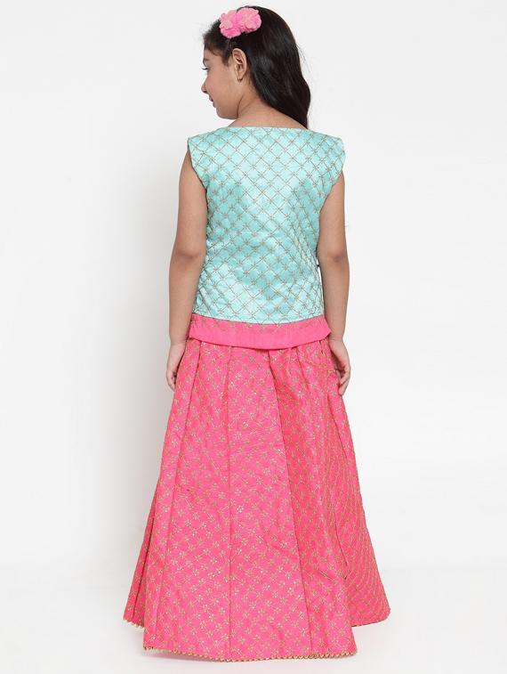 light blue silk blend lehnga choli - 17199497 - Zoom Image - 3