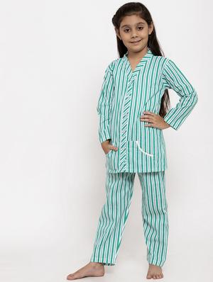 green cotton pyjama set nightwear - 17199503 - Standard Image - 2