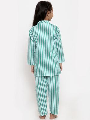 green cotton pyjama set nightwear - 17199503 - Standard Image - 3
