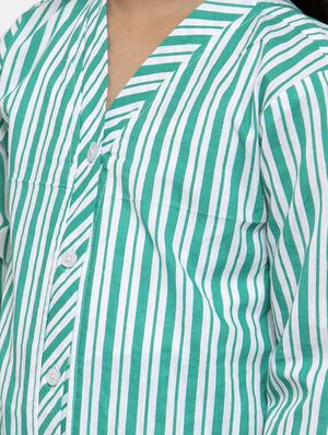 green cotton pyjama set nightwear - 17199503 - Standard Image - 5