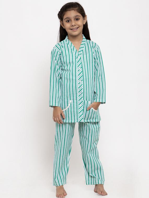 green cotton pyjama set nightwear - 17199503 - Zoom Image - 1