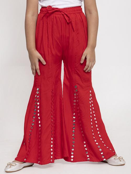 red viscose palazzo trouser - 17199614 - Standard Image - 1