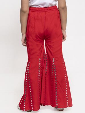 red viscose palazzo trouser - 17199614 - Standard Image - 3