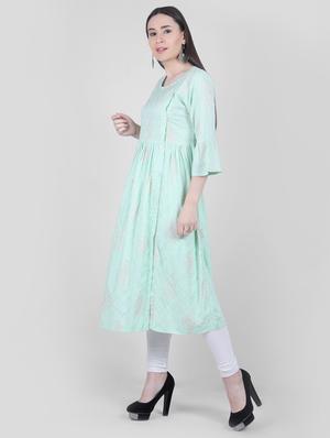 gold print a-line kurta - 17199799 - Standard Image - 2