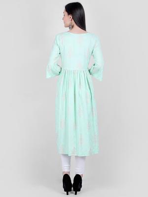 gold print a-line kurta - 17199799 - Standard Image - 3