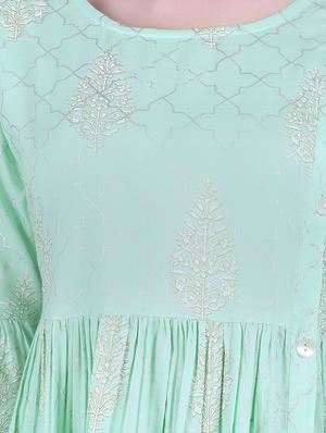 gold print a-line kurta - 17199799 - Standard Image - 4