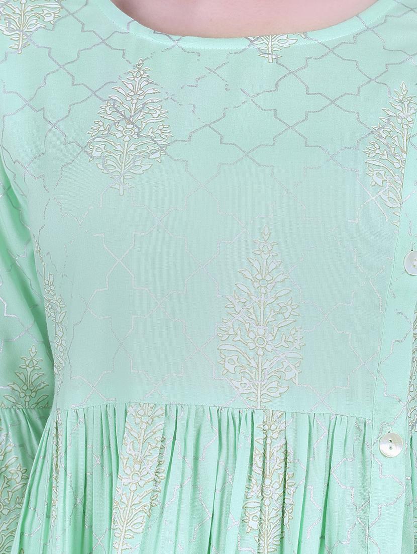 gold print a-line kurta - 17199799 - Zoom Image - 4