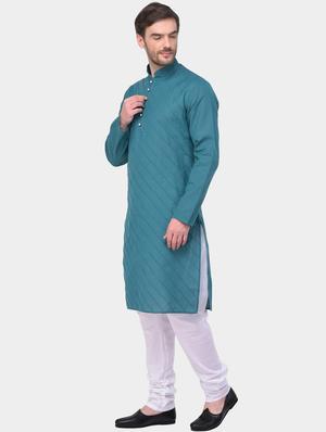 bottle green solid kurta pyjama set - 17200076 - Standard Image - 2