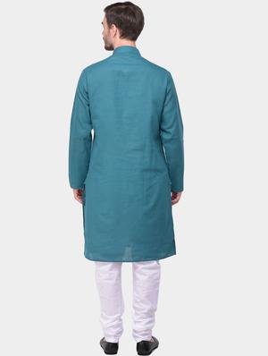 bottle green solid kurta pyjama set - 17200076 - Standard Image - 4