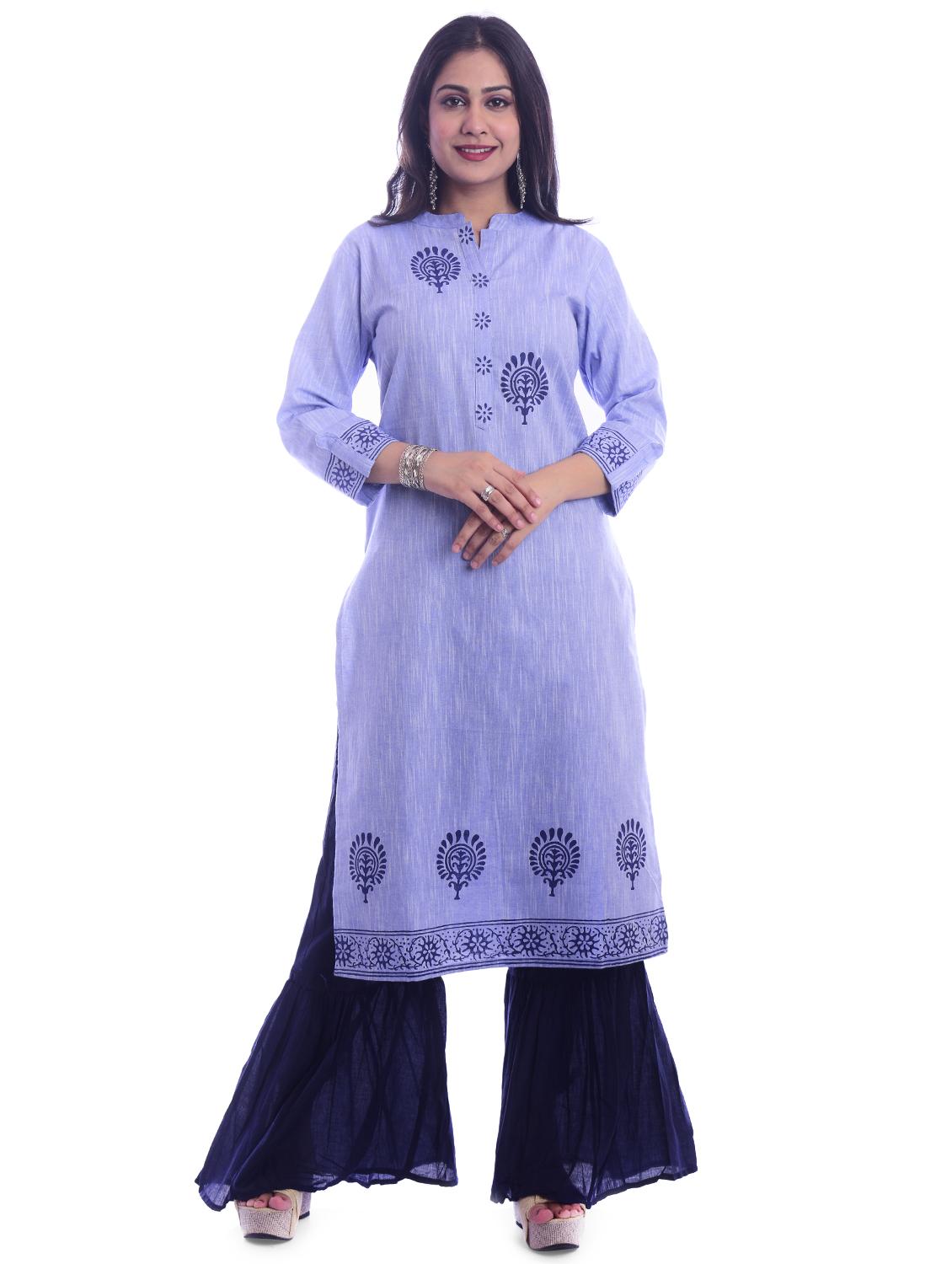 block print straight kurta - 17200191 - Zoom Image - 1