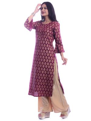 gold print straight kurta - 17200197 - Standard Image - 2