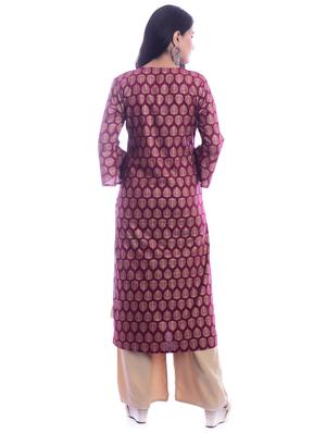 gold print straight kurta - 17200197 - Standard Image - 3