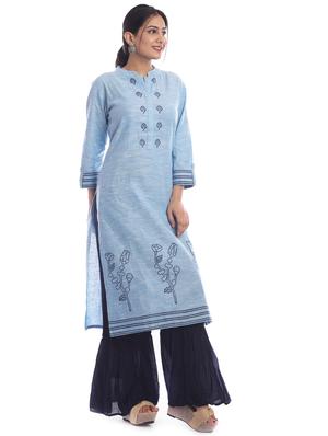 block print straight kurta - 17200203 - Standard Image - 2