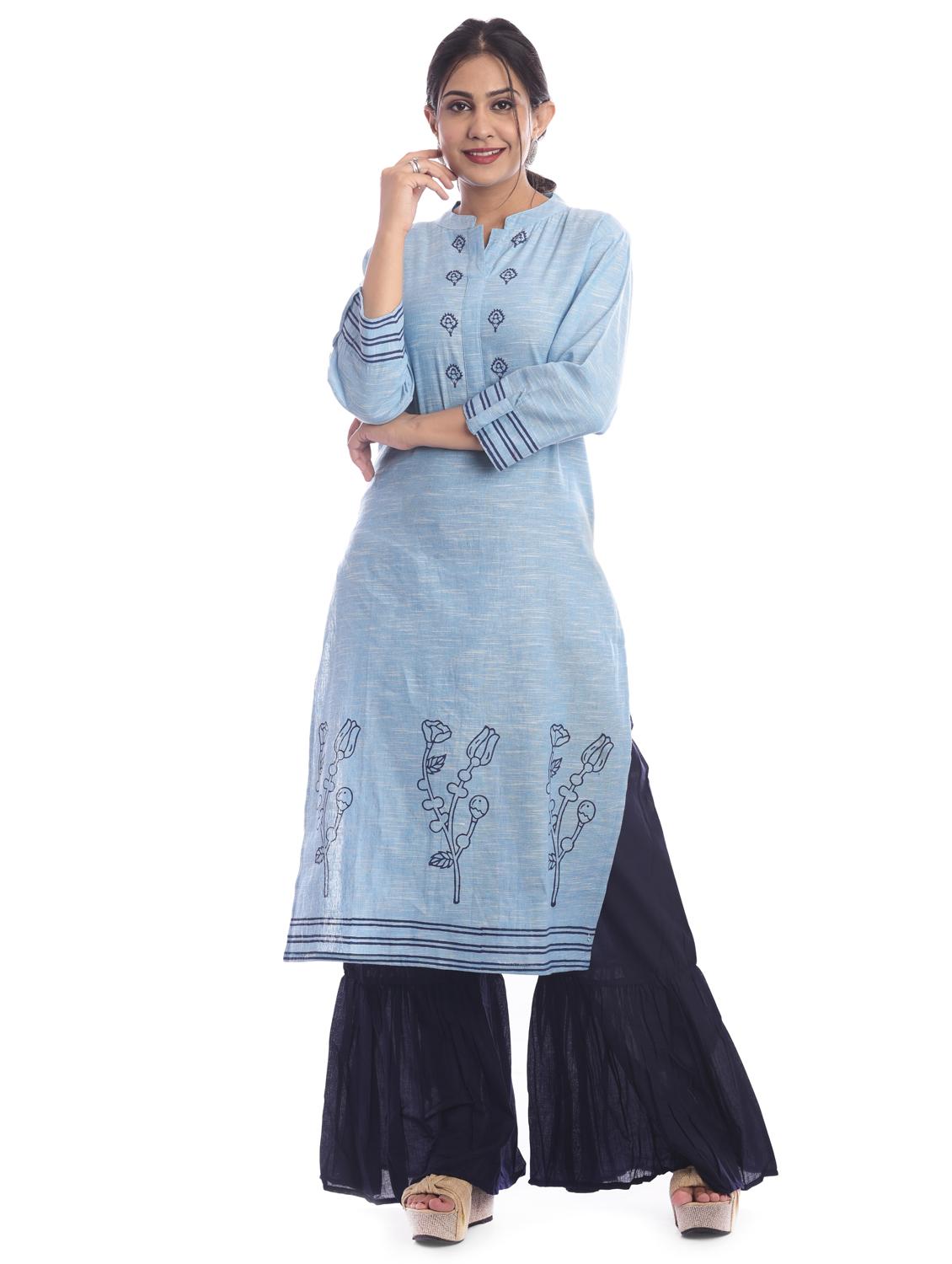 block print straight kurta - 17200203 - Zoom Image - 1