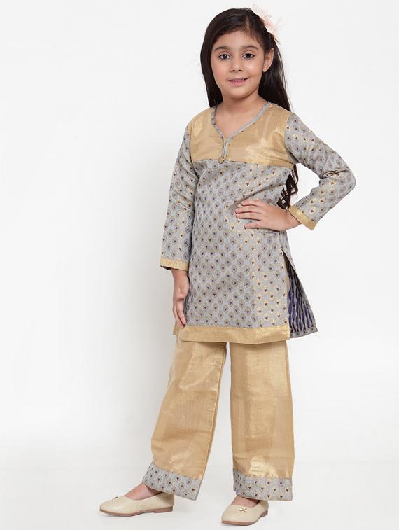 grey silk blend suit set - 17200233 - Zoom Image - 2