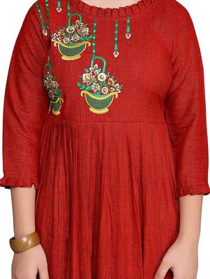 red cotton suit set - 17200289 - Standard Image - 4