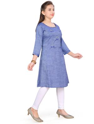 blue cotton suit set - 17200304 - Standard Image - 2