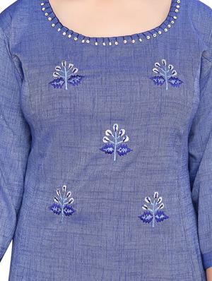 blue cotton suit set - 17200304 - Standard Image - 4
