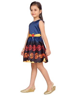 blue satin frock - 17200319 - Standard Image - 2