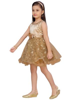 gold silk blend frock - 17200321 - Standard Image - 2