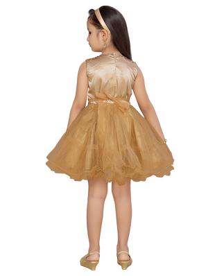 gold silk blend frock - 17200321 - Standard Image - 3