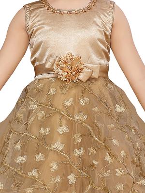 gold silk blend frock - 17200321 - Standard Image - 4