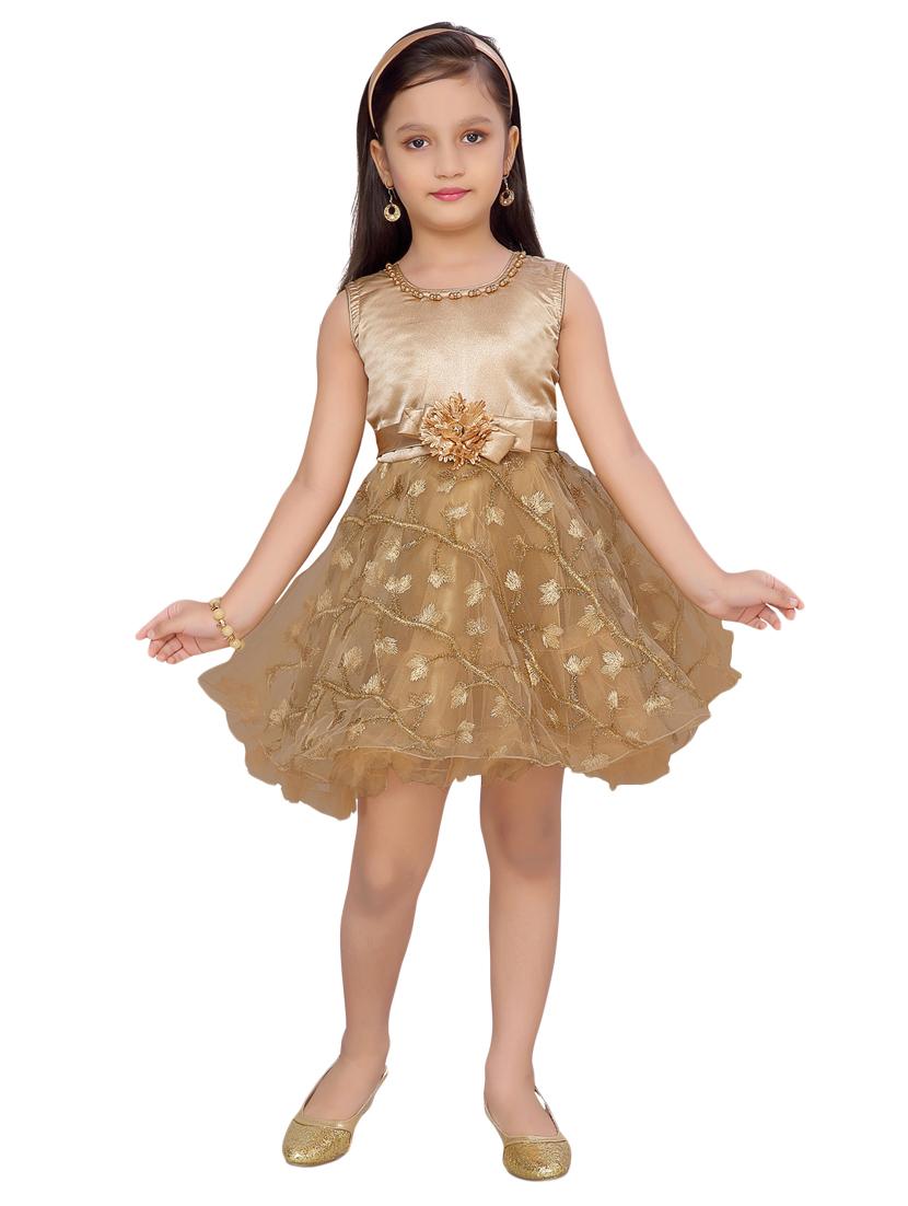 gold silk blend frock - 17200321 - Zoom Image - 1