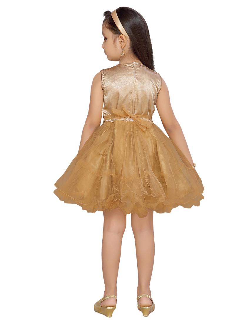 gold silk blend frock - 17200321 - Zoom Image - 3