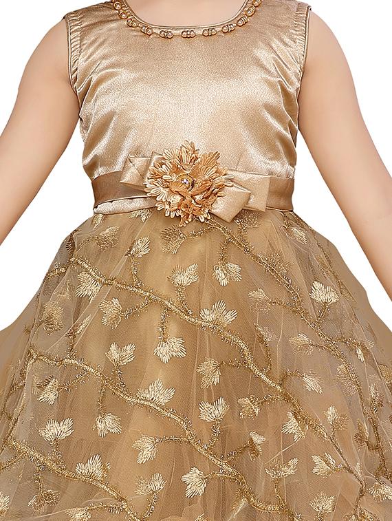 gold silk blend frock - 17200321 - Zoom Image - 4