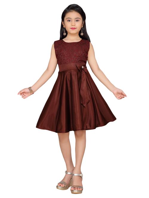 brown polyester frock - 17200324 - Standard Image - 1