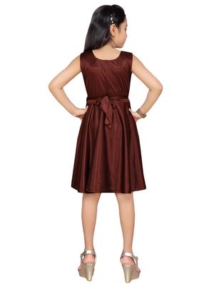 brown polyester frock - 17200324 - Standard Image - 3