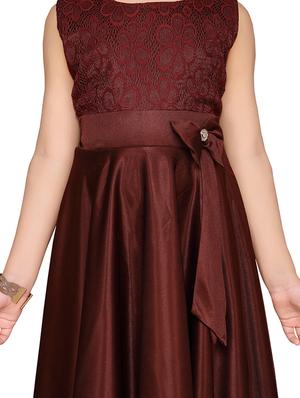 brown polyester frock - 17200324 - Standard Image - 4