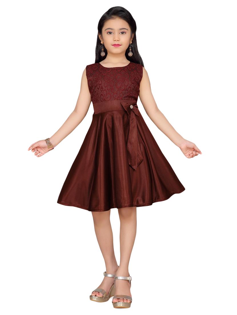 brown polyester frock - 17200324 - Zoom Image - 1