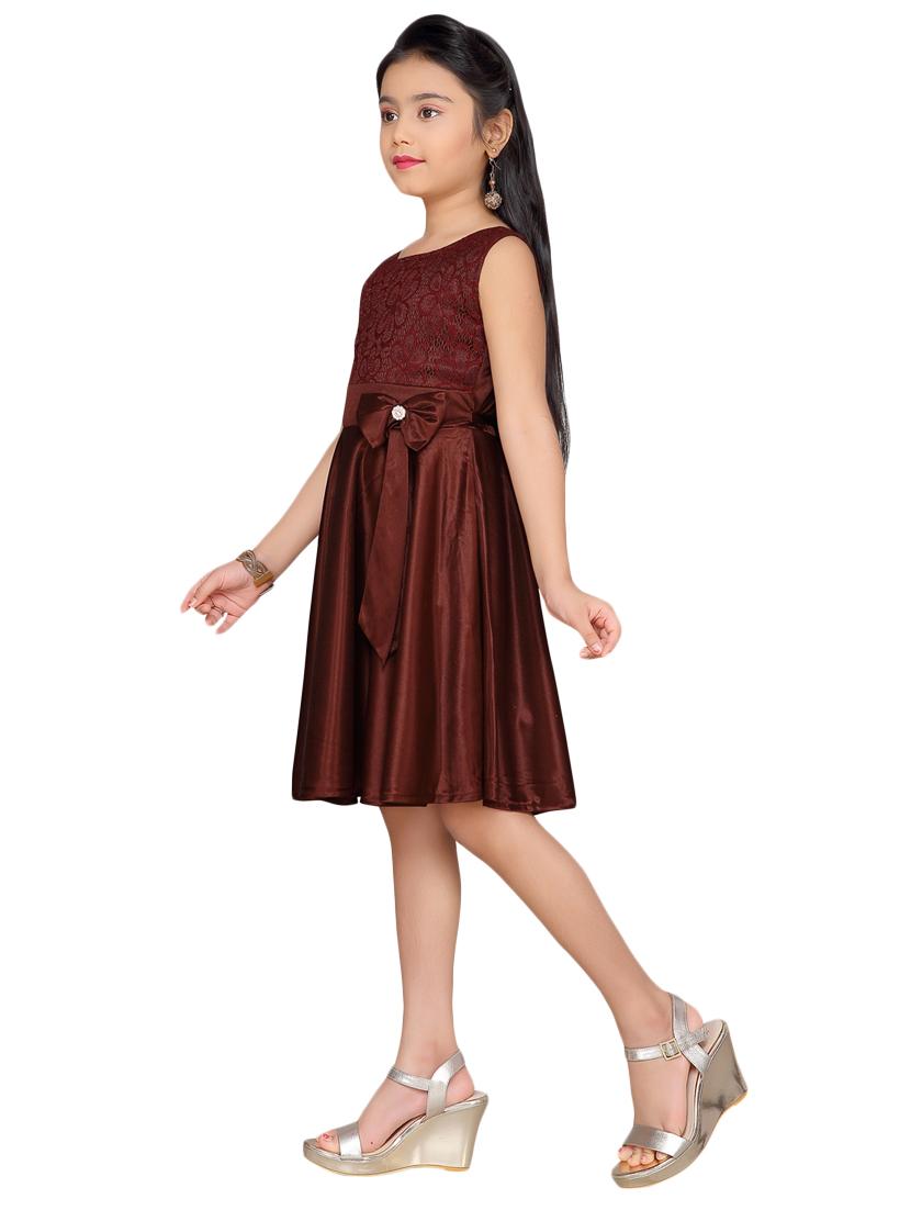 brown polyester frock - 17200324 - Zoom Image - 2