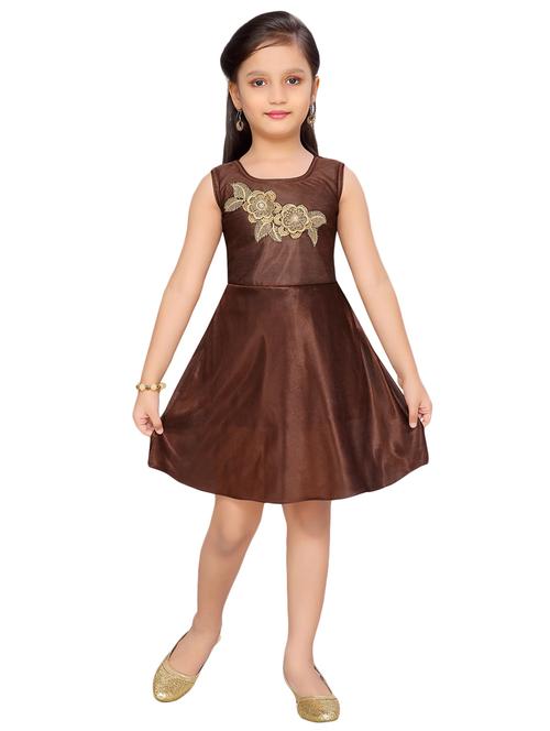 brown polyester frock - 17200326 - Standard Image - 1