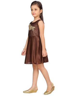 brown polyester frock - 17200326 - Standard Image - 2